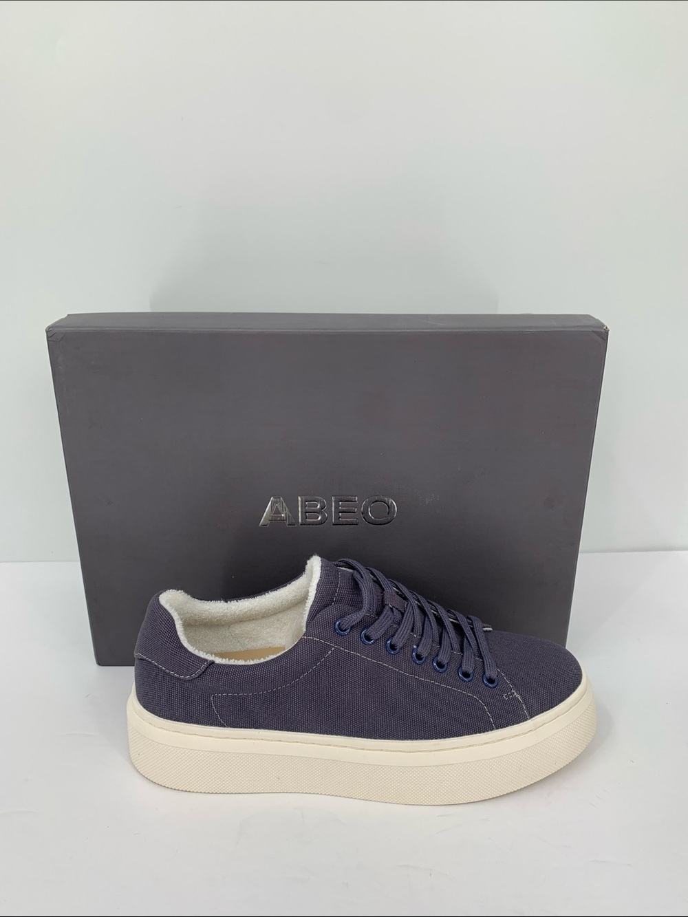 Abeo Jumpstreet canvas platform sneaker shoe lace-up tie navy blue comfort new 8